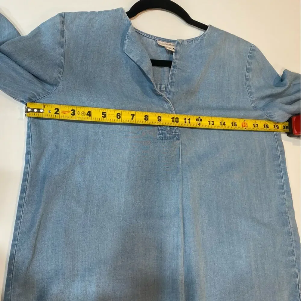 J. Jill Denim Chambray V-Neck Blouse - size XS - Picture 5 of 6